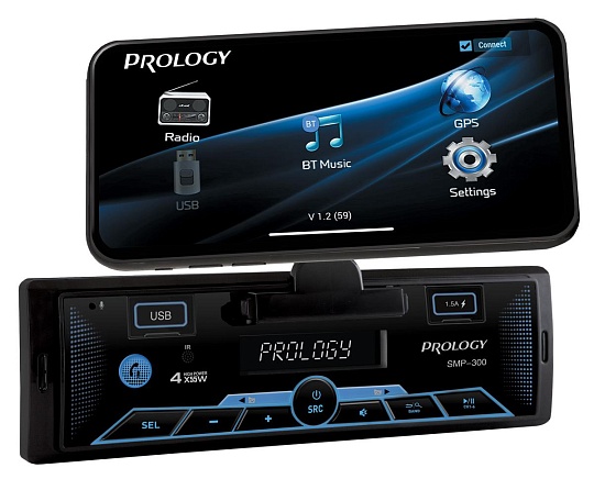 PROLOGY SMP-300 FM / USB ресивер с Bluetooth и магнитным держателем для смартфона