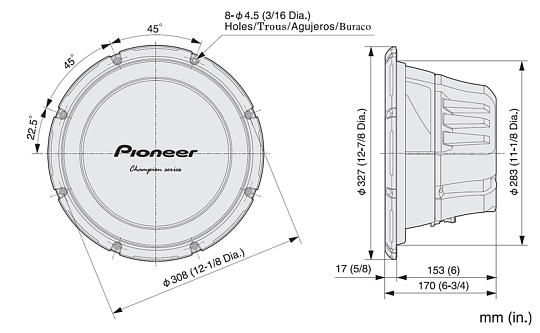 Автомобильный сабвуфер Pioneer TS-W310S4